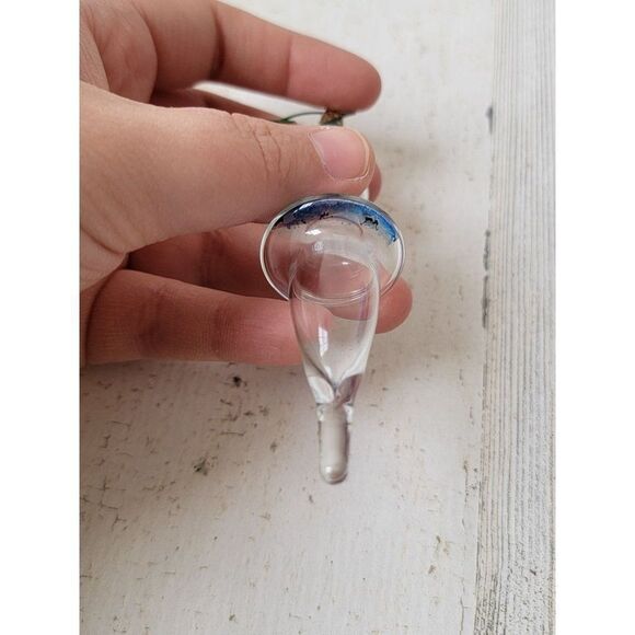 Mini glass AS IS abstract clear blue ornament Xmas decor - Picture 4 of 4